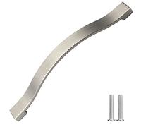 Decoranddecor Floria Bow-Style Polished Chrome Cabinet Handles - Kitchen Cupboard and Wardrobe Pulls for Drawers & Doors, Elegant Silver Furniture Handles - 224mm Hole Center, Brushed Chrome