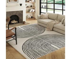 Decoranddecor Geometric Hallway Rugs 80x150cm - Washable, Low Pile, Pet Friendly, Contemporary Design Bedroom Easy Clean Durable Carpet - Brayen