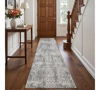 Decoranddecor Geometric Hallway Runner Rug, 60x240cm - Washable, Low Pile, Pet Friendly, Entryway, Kitchen, Easy Clean Durable Carpet - Velano