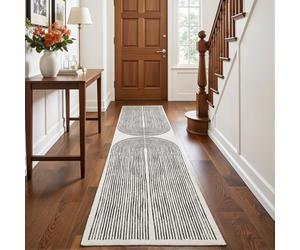 Decoranddecor Geometric Rugs For Hallway, 60x240cm - Non-Slip, Stain Resistant, Pet Friendly, Entryway, Kitchen Easy Clean Durable Carpet - Brayen