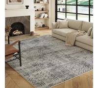 Decoranddecor Geometric Rugs Living Room, 120x170cm - Washable, Low Pile, Pet Friendly, Contemporary Design Bedroom Easy Clean Durable Carpet - Velano