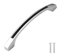 Decoranddecor Glow Duo Colour Kitchen Cabinet Drawer Furniture Handles (160mm Hole Centre, Chrome + Black)