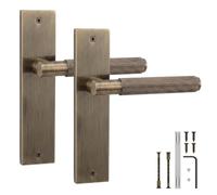 Decoranddecor Hera Antique Brass Door Handles Internal Knurled Backplate