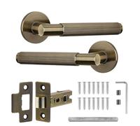 Decoranddecor Hera Antique Brass Internal Door Handles - Aluminium Handle Sets with Tubular Mortice Latch - Elegant and Durable Design for Wooden Interior Doors in Bedrooms and Living Spaces