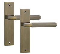 Decoranddecor Hera Antique Brass Knurled Backplate Door Handles Set - Lever Operation Internal Hardware with 145mm Handle on 200x45mm Panel for Modern and Secure Installations