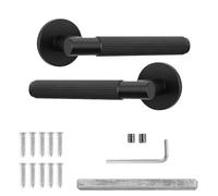 Decoranddecor Hera Black Door Handles Internal - Aluminium Matt Black Door Handle Sets for Wooden Interior Doors - Internal Door Handles for Bedrooms & Bathroom - Hera Range