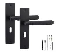 Decoranddecor Hera Matt Black Door Handles Internal Keyhole Backplate