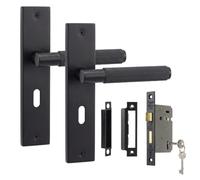 Decoranddecor Hera Matt Black Door Handles Internal Sash Lock & Keys
