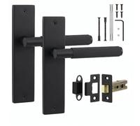 Decoranddecor Hera Matt Black Door Handles Internal with Latch Kit