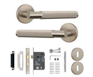 Decoranddecor Hera Silver Internal Door Handles - Aluminium Handle Sets with Fir Sash Lock and Keys - Sl nd Durable Design for Wooden Interior Doors in Homes and Offices