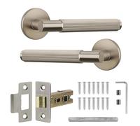 Decoranddecor Hera Silver Internal Door Handles - Aluminium Handle Sets with Tubular Mortice Latch - Sleek and Durable Design for Wooden Interior Doors in Bedrooms, Bathrooms, and Offices