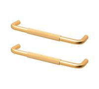 Decoranddecor - Insignia Matt Gold Contemporary Knurled D-Shape Cabinet Cupboard Drawer Pull Door Handles - 160mm - Pair