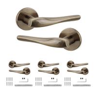Decoranddecor - Internal Door Handles - Antique Brass Door Handle Set - Door Lever Handles - Pack Of 4 Pairs - Nanda Range