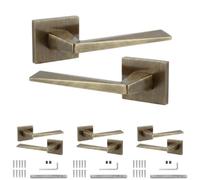 Decoranddecor - Internal Door Handles - Antique Brass Door Handle Set - Door Lever Handles - Pack Of 4 Pairs - Leda Range