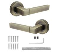 Decoranddecor - Internal Door Handles - Antique Brass Door Handle Set - Door Lever Handles - Pair - Nexus Range