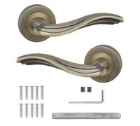 Decoranddecor - Internal Door Handles - Antique Brass Door Handle Set - Door Lever Handles - Pair - Solace Range