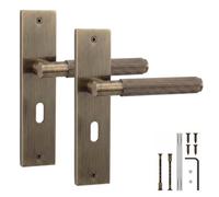 Decoranddecor - Internal Door Handles - Antique Brass Door Handle Set On Backplate - Door Lever Handles - Key Hole - Hera Range
