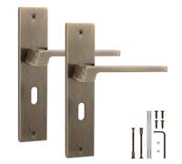Decoranddecor - Internal Door Handles - Antique Brass Door Handle Set On Backplate - Door Lever Handles - Key Hole - Spectra Range