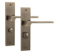 Decoranddecor - Internal Door Handles - Antique Brass Door Handle Set On Backplate - Door Lever Handles - Wc Turn - Spectra Range