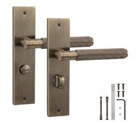 Decoranddecor - Internal Door Handles - Antique Brass Door Handle Set On Backplate - Door Lever Handles - Wc Turn - Hera Range