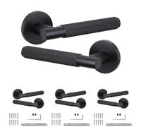 Decoranddecor - Internal Door Handles - Black Door Handle Set - Door Lever Handles - Pack Of 4 Pairs - Hera Range