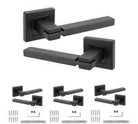Decoranddecor - Internal Door Handles - Black Door Handle Set - Door Lever Handles - Pack Of 4 Pairs - Nexus Range