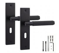 Decoranddecor - Internal Door Handles - Black Door Handle Set On Backplate - Door Lever Handles - Key Hole - Hera Range