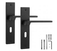 Decoranddecor - Internal Door Handles - Black Door Handle Set On Backplate - Door Lever Handles - Key Hole - Spectra Range