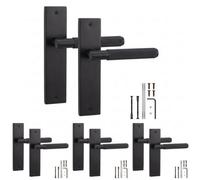 Decoranddecor - Internal Door Handles - Black Door Handle Set On Backplate - Door Lever Handles - Pack Of 4 Pairs - Hera Range