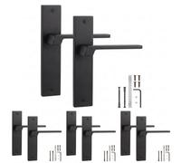 Decoranddecor - Internal Door Handles - Black Door Handle Set On Backplate - Door Lever Handles - Pack Of 4 Pairs - Spectra Range