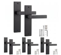 Decoranddecor - Internal Door Handles - Black Door Handle Set On Backplate - Door Lever Handles - Pack Of 4 Pairs - Lumina Range