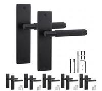 Decoranddecor - Internal Door Handles - Black Door Handle Set On Backplate - Door Lever Handles - Pack Of 6 Pairs - Hera Range