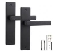 Decoranddecor - Internal Door Handles - Black Door Handle Set On Backplate - Door Lever Handles - Pair Of Handles - Lumina Range