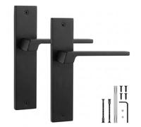 Decoranddecor - Internal Door Handles - Black Door Handle Set On Backplate - Door Lever Handles - Pair Of Handles - Spectra Range