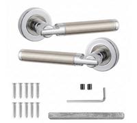 Decoranddecor - Internal Door Handles - Chrome & Nickel Door Handle Set - Door Lever Handles - Pair Of Handles - Enigma Range