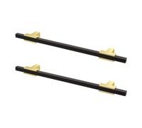 Decoranddecor - Kitchen Door Handles - Kitchen Cupboard Handles - Kitchen Handles - Matt Black & Gold - Kotata - 224mm - Pair