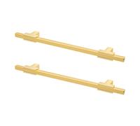 Decoranddecor - Kotata Polished Gold Rectangular Slim T-Bar Kitchen Cabinet Handle - 224mm - Pair
