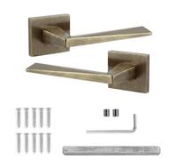 Decoranddecor Leda Antique Brass Internal Door Handles, 1 Pair | Tapered Lever on Square Rose, Sprung Return, 8mm Spindle, Bolt Through & Screw Fixings, Internal Doors, 1 Pair