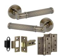 Decoranddecor Leto Antique Brass Internal Door Handles, Hinge Kit 102mm