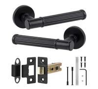 Decoranddecor Leto Matt Black Internal Door Handles, Latch Kit 76mm