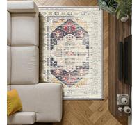 Decoranddecor Living Room Rugs, Washable Area Rugs, 120X170Cm, Non-Slip, Pet Friendly, Low Pile, Geometric Rug - Florin