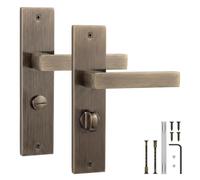 Decoranddecor Lumina Antique Brass Bathroom Door Handles with Thumb Turn