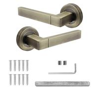 Decoranddecor Lumina Internal Square Door Handles Lever On 54mm Rose - Aluminium - Antique Brass - Handles Only