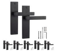Decoranddecor Lumina Matt Black Backplate Door Handles 6 Pack | Art Deco Lever Pair on Backplate, Add Any Tubular Latch, 200x45mm Plate, Interior Door Handles, Fixings, 6 Pairs