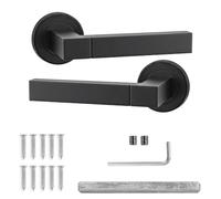 Decoranddecor Lumina Matt Black Internal Door Handles, 1 Pair | Square Bar Lever on Round Rose, Sprung Return, 8mm Spindle, Bolt Through & Screw Fixings, Internal Doors, 1 Pair