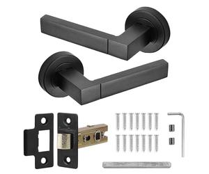 Decoranddecor Lumina Matt Black Internal Door Handles - Aluminium Handle Sets for Interior Doors - Sl esign with Mortice Latch for Homes and Offices