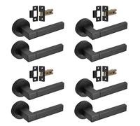 Decoranddecor Lumina Matt Black Internal Door Handles - Aluminium Handle Sets for Interior Doors - Sleek Design with Mortice Latch for Homes and Offices - 4 Pack