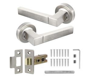 Decoranddecor Lumina Silver Internal Door Handles - Aluminium Handle Sets with Tubular Mortice Latch - Sl nd Durable Design for Wooden Interior Doors in Homes, Offices, and Bedrooms