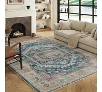 Decoranddecor Machine Washable Area Rug Faux Wool Polyester Non-Slip TPR Backing Robot Hoover Friendly Pet Safe 6mm Pile - Soreli 60 x 90 cm