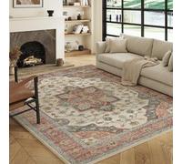 Decoranddecor Machine Washable Area Rug Faux Wool Polyester Non-Slip TPR Backing Robot Hoover Friendly Pet Safe 6mm Pile - Solara 160 x 230 cm